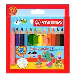 STABILO Swans Jumbo 12 Half Length Colour Pencils 1873J