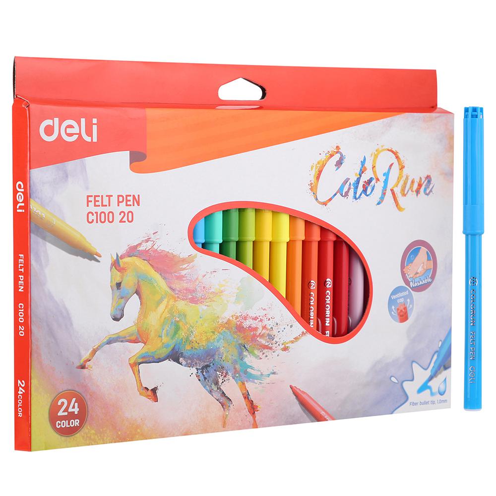 Deli Washable Felt Pens 24 Colours EC10020