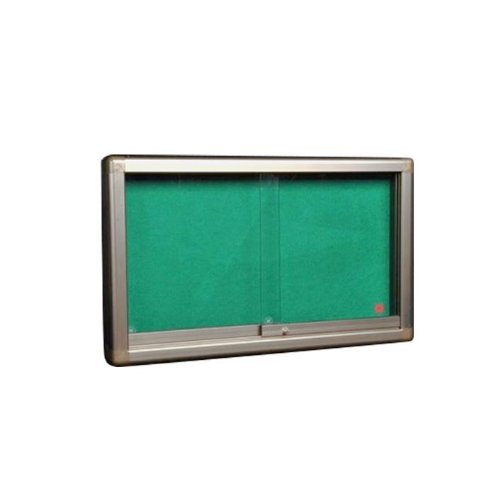 Green Felt Noticeboard with Sliding Door Panel 60 x 90cm