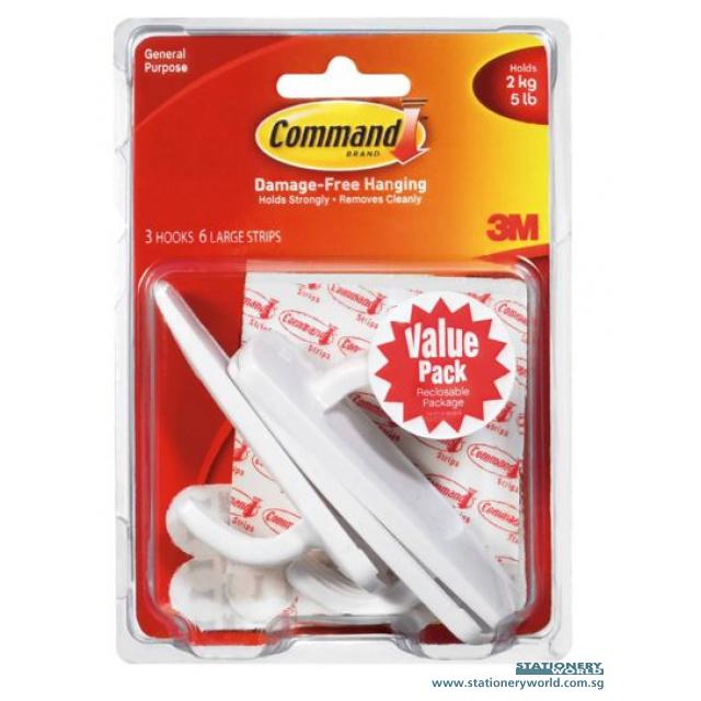 3M Command Large Hooks Pack of 3 17003-3