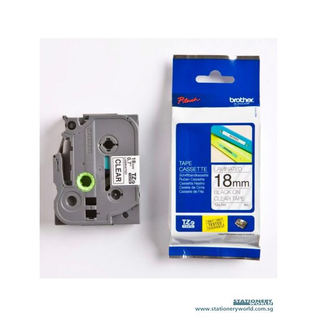 Brother Tape Cassette Black on Clear 18mm TZE-141