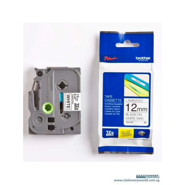 Brother Tape Cassette Black on White 12mm TZE-231