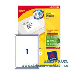 Avery Laser White Labels 199.6 x 289.1mm L7167-100