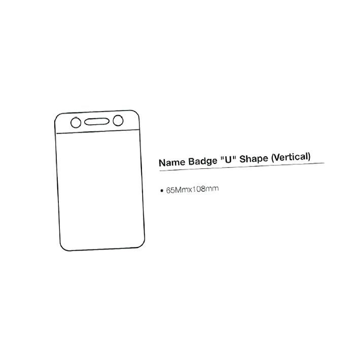 U Shape Name Badge Holder Vertical 65 x 108mm