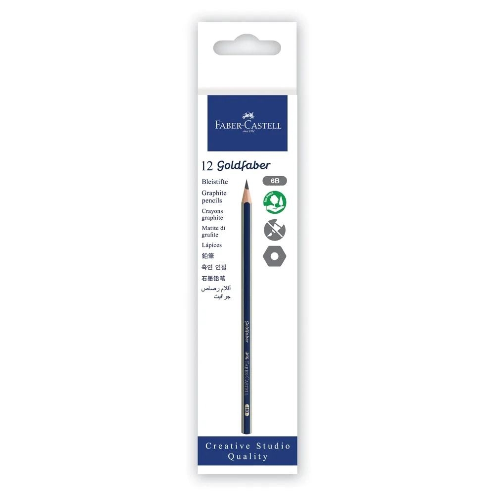 Faber-Castell Goldfaber 1221 - Matite 2B, 12 Pezzi, Fusto Esagonale Con Tecnologia SV
