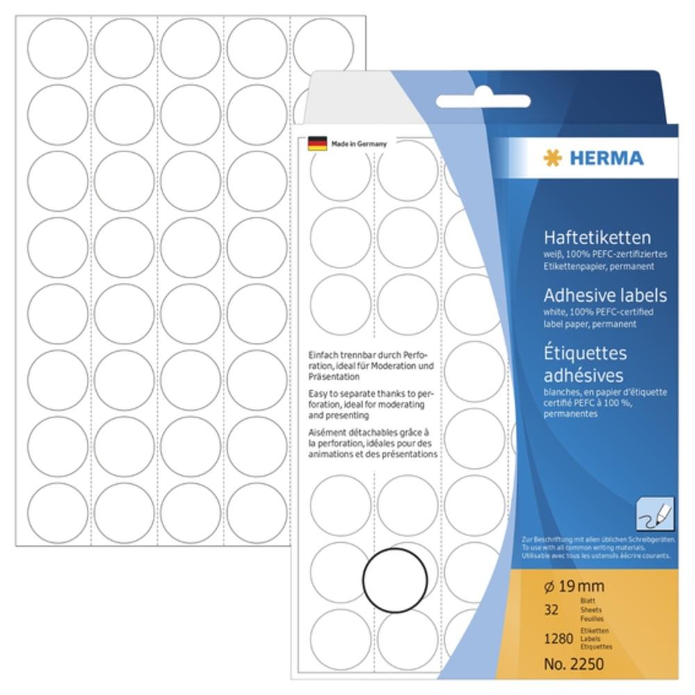 HERMA Adhesive Round Labels 19mm 2250