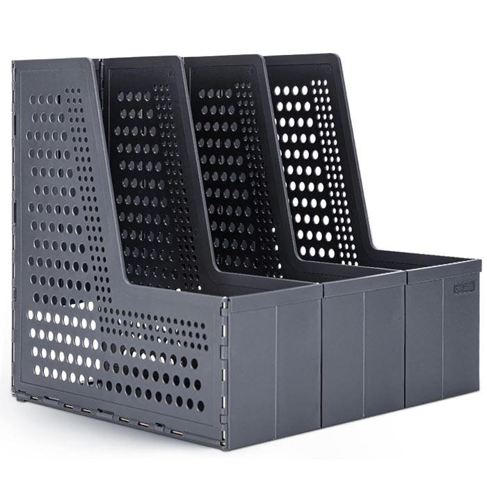 Deli Foldable 3 Layers Magazine Holder Dark Grey 79005