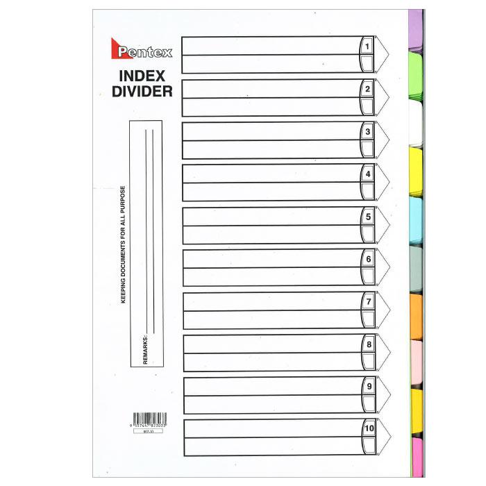 ESPP Pentex 10 Part Colour Index Divider 5 Sets
