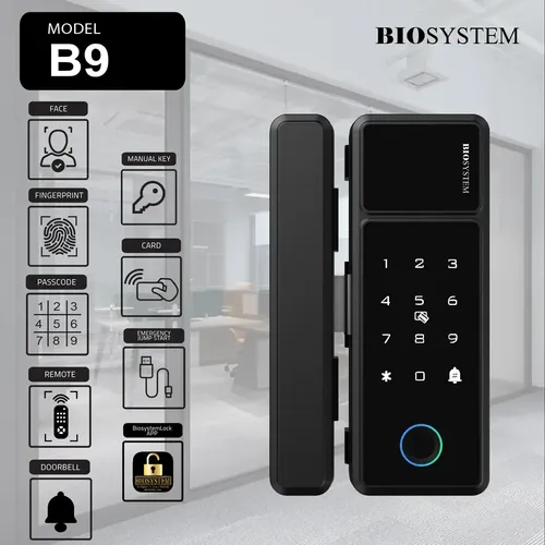 Biosystem B9 Smart Glass Door Lock - Black 2