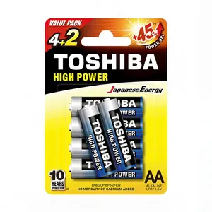 Toshiba High Power Alkaline Battery AA LR6GCP BP6-2FCN 0