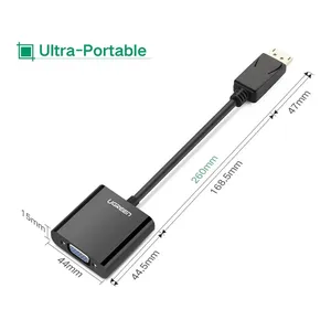 UGREEN DisplayPort Male to VGA Female Converter Cable 18cm Black ABS Casting DP109-20415 – Supports ATI Eyefinity 3