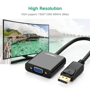 UGREEN DisplayPort Male to VGA Female Converter Cable 18cm Black ABS Casting DP109-20415 – Supports ATI Eyefinity 5
