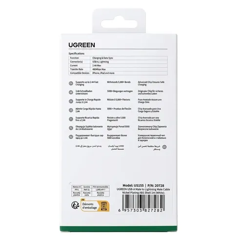 UGREEN US155 P/N 2728 USB-A to Lightning Cable 1Metre 3