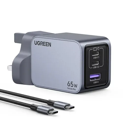 UGREEN X755-25872 Nexode Pro 65W GaN Charger 3-Port (2C1A) with USB-C Cable 2