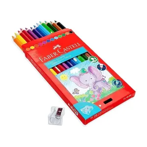 Faber Castell Jumbo Colour Pencils with Sharpener 6mm 12 Colours Long PL111622 2