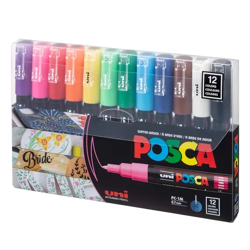 Uni POSCA Paint Marker PC-1M Standard Colors 12-Color Set (0.7mm) 0