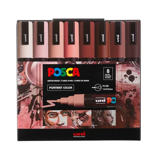 Uni POSCA Paint Marker PC-5M Portrait Colors 8-Color Set (1.8–2.5mm) 0
