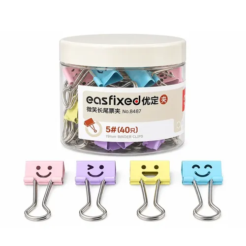 Deli Binder Clip 19mm Smiley Face 8487 (Pack of 40) 0