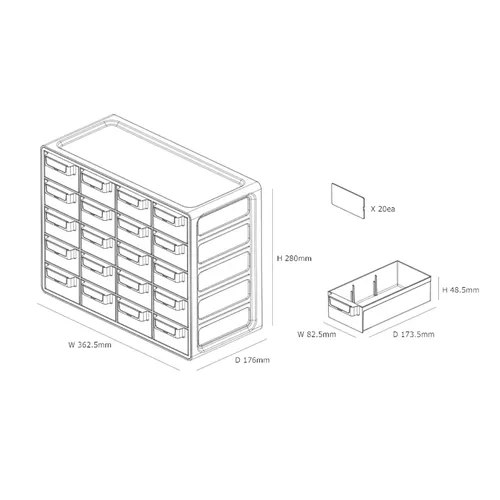 Sysmax 280542 Plus Multi Box 20-Drawer Storage Organizer Cabinet 2