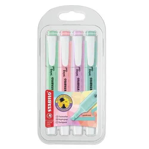 STABILO Swing Cool Pastel Highlighters 275/4-08 (Pack of 4) 0