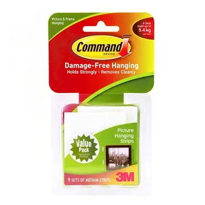 3M Command Medium Picture Hanging Strips 17204VP-9PK (Pack of 9) 0