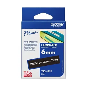 Brother Tape Cassette 6mm White on Black TZe315 0