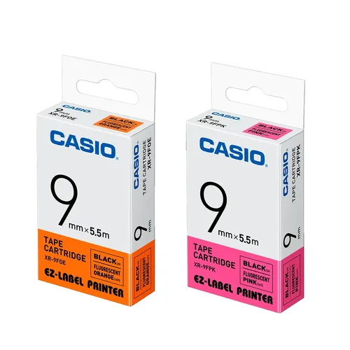 Casio EZ Label on Fluorescent Tape Cartridge 9mm XR-9F 0