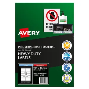 Avery Laser Heavy Duty White Labels 99.1 x 38.1mm L7063-25 0