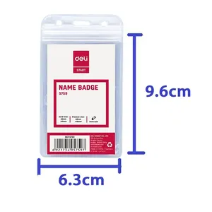 Deli PVC Name Badge 63 x 96mm Vertical E5759 with Zip Lock (Pack of 10) 2