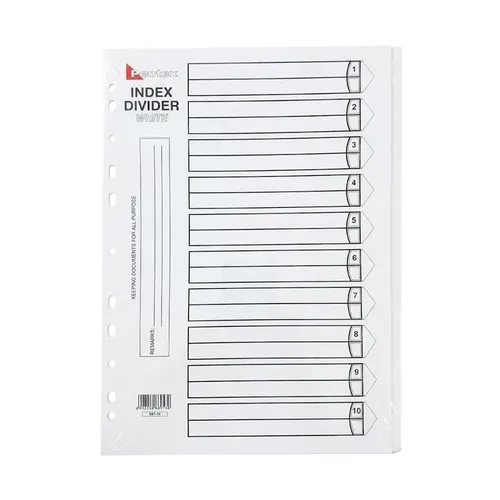 Pentex 10 White Paper Divider 120g (Pack of 5 Sets) 0