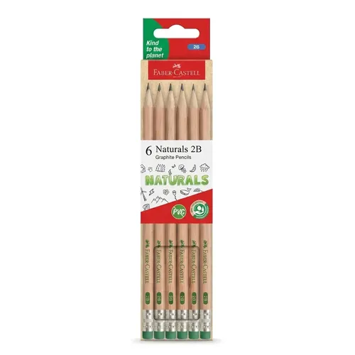 Faber Castell Naturals Graphite 2B Pencils 111502 (Box of 6) 0