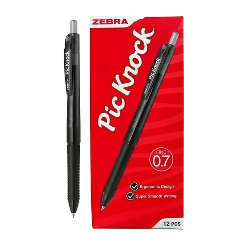 Zebra Pic Knock Retractable Ballpoint Pen 0.7mm - (Box of 12) 2