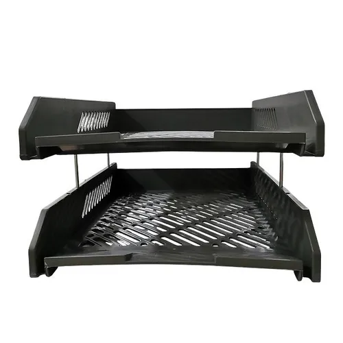 2 Tier Plastic Document Tray with Metal Risers A4 3