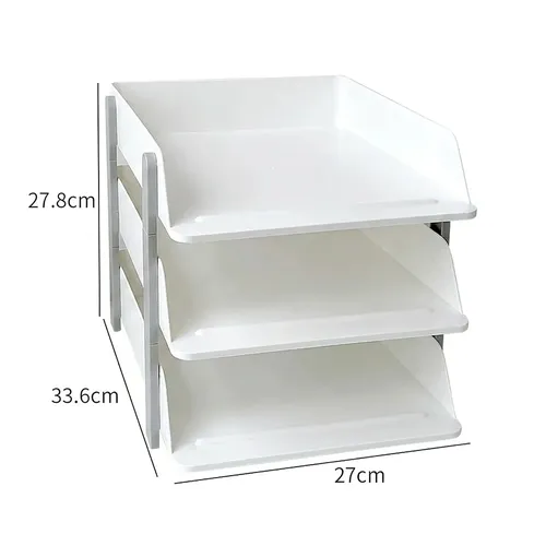 3-Tier Desktop File Organizer Rack A4 - Paper Storage Tray (27.8 x 33.6 x 27 cm) W2073 0