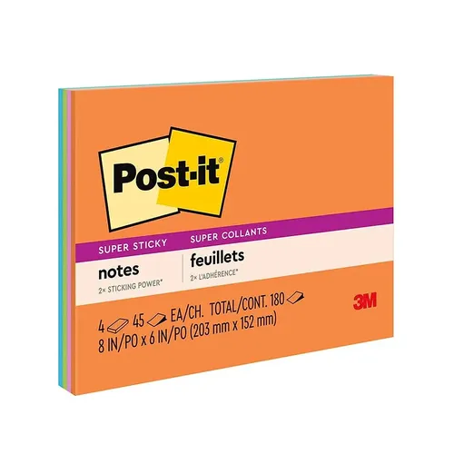 3M Post-it Meeting Notes Super Sticky Neon 6845-SSP 0