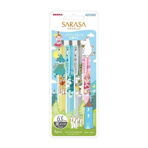 Zebra Sarasa Clip 0.5mm Gel Pen MOOMIN Limited Edition Black 4pcs Set (JJ29-MM2-4C) 0