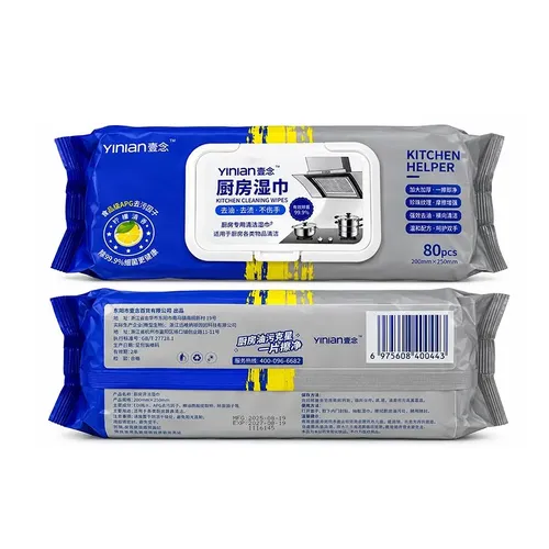 Kitchen Cleaning Wet Wipes Lemon Scent 80 Sheets 0